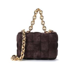 Bottega Veneta/葆蝶家 女士绒面皮质编织CHAIN CASSETTE手提单肩斜挎包链条包 631421 V04N0