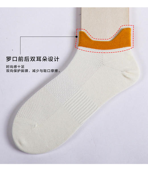 【任选6双79.5】夏季春秋男士网眼短袜运动罗口双耳朵棉袜彩色男船袜 商品图3