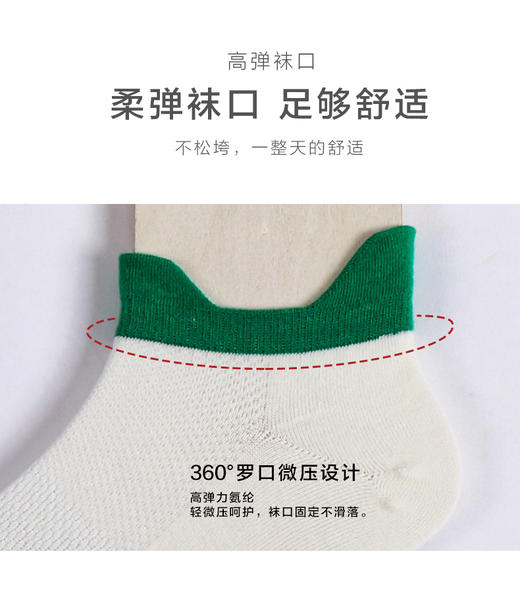 【任选6双79.5】夏季春秋男士网眼短袜运动罗口双耳朵棉袜彩色男船袜 商品图6