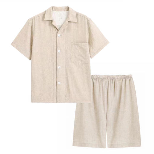 【短袖双层纱家居服】日式无印家居服良品短袖双层纱全棉套装短袖短裤套装格子情侣 商品图3