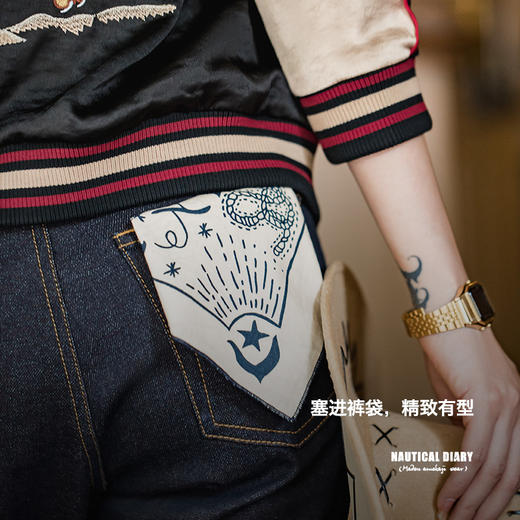 马登女装美式复古航海图方巾扣饰品阿美咔叽头巾领巾手帕文艺发带 商品图3