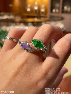 艳紫➕帝王绿三角形戒指  45999【2040308】