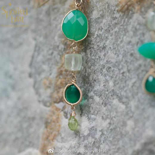 SpoiledBrat Jewelry不对称绿色系宝石耳环 商品图4