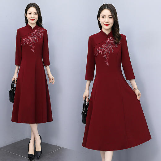 新款优雅时尚改良旗袍小礼服，日常可穿妈妈连衣裙HRYZ-7723 商品图1