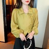 复古时髦长袖天丝雪纺衫，盘口翻领设计感时尚气质高腰上衣KQL-1286 商品缩略图1