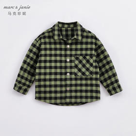 马克珍妮秋装新款 男童格子字母印花纯棉衬衫221308