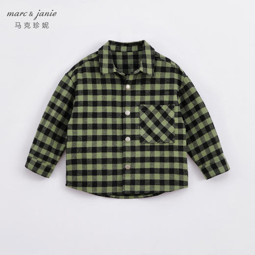 马克珍妮秋装新款 男童格子字母印花纯棉衬衫221308 商品图0