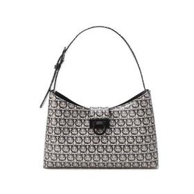 Salvatore Ferragamo/菲拉格慕 【22春夏新款】 女士Trifolio系列织物/牛皮革(表面覆有涂层)手提单肩包腋下包Gancini老花图案 211380