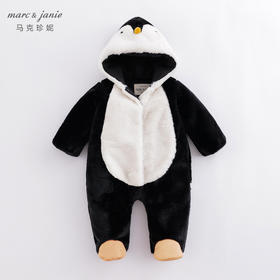马克珍妮秋装新款 女宝宝小企鹅仿兔毛连体衣221017