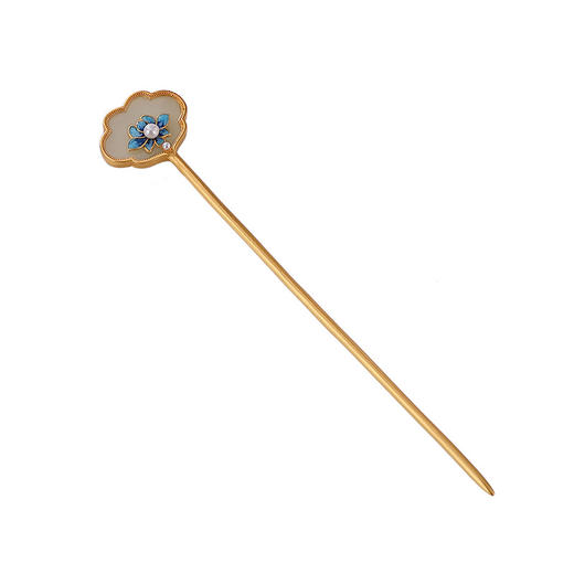 S925纯银镀金和田玉复古珍珠莲花发簪气质优雅盘发头饰 CW250 商品图4