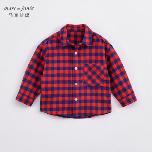 马克珍妮秋装新款 男童格子字母印花纯棉衬衫221308 商品图1