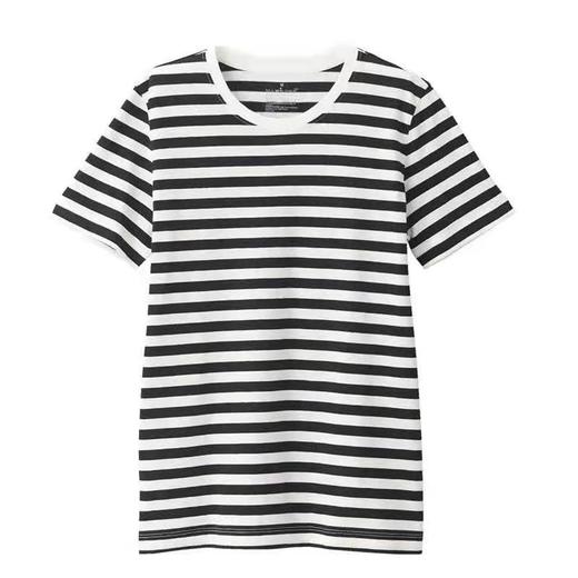 日式无印T恤衫良品全棉条纹T恤女款 A-4581 商品图8