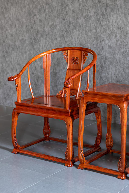 红桥红  家具严选  缅甸花梨（大果紫檀）【带托泥 皇宫 圈椅 三件套】 商品图1