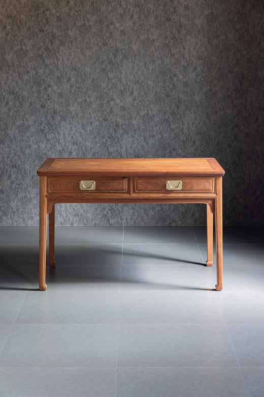 红桥红  家具严选  缅甸花梨(大果紫檀）  【118 马蹄腿双抽 小书桌】 商品图2