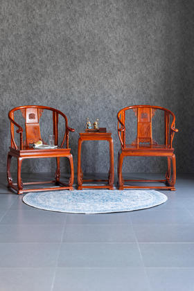 红桥红  家具严选  缅甸花梨（大果紫檀）【带托泥 皇宫 圈椅 三件套】