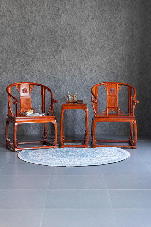 红桥红  家具严选  缅甸花梨（大果紫檀）【带托泥 皇宫 圈椅 三件套】 商品图0