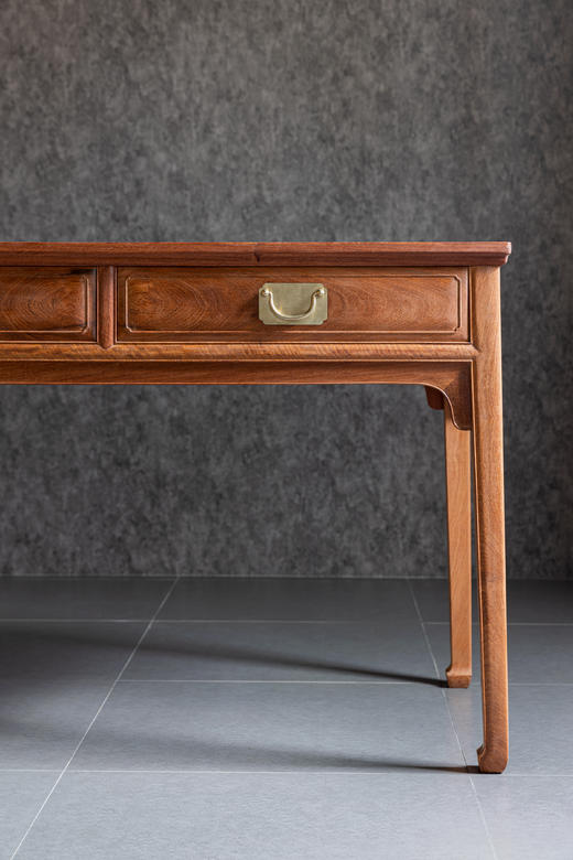 红桥红  家具严选  缅甸花梨(大果紫檀）  【118 马蹄腿双抽 小书桌】 商品图4