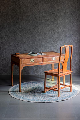 红桥红  家具严选  缅甸花梨(大果紫檀）  【118 马蹄腿双抽 小书桌】