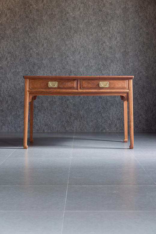 红桥红  家具严选  缅甸花梨(大果紫檀）  【118 马蹄腿双抽 小书桌】 商品图3