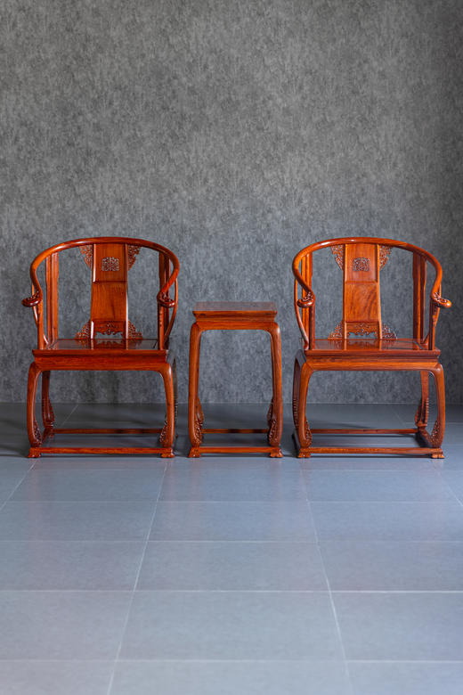 红桥红  家具严选  缅甸花梨（大果紫檀）【带托泥 皇宫 圈椅 三件套】 商品图3