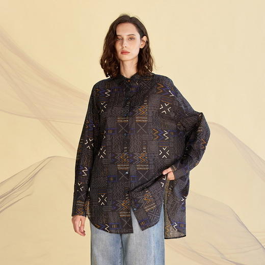 3F【Rhema 芮玛】2022秋 宽松印花衬衫 商品图0