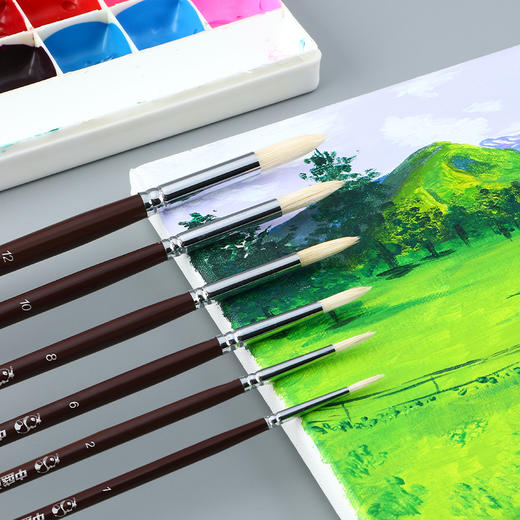 中盛画材 1650圆头猪鬃桦木UV漆杆油画笔 水粉笔 丙烯画笔 商品图5