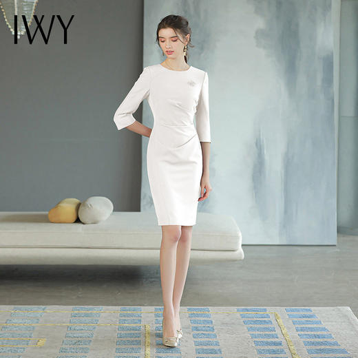 IWY/新款 气质白色西装连衣裙女七分袖春秋秋季H型Q775 商品图1
