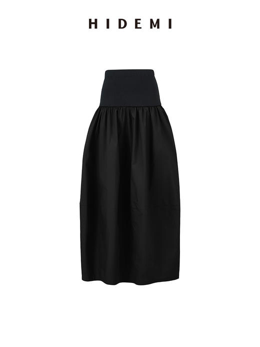 HIDEMI简约设计感弹⼒针织拼接多穿式蓬蓬裙摆茧型裙
⿊⾊/军绿⾊ 商品图12