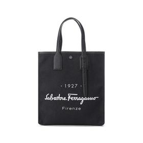 Salvatore Ferragamo/菲拉格慕【22春夏新款】男女同款织物配皮手提单肩包购物袋LOGO印花 240797