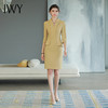 IWY/黄色知性OL纯色办公职业连衣裙女五分袖新款简约浅黄修身短袖裙子 Q749-Y 商品缩略图0