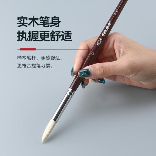 中盛画材 1650圆头猪鬃桦木UV漆杆油画笔 水粉笔 丙烯画笔 商品图2