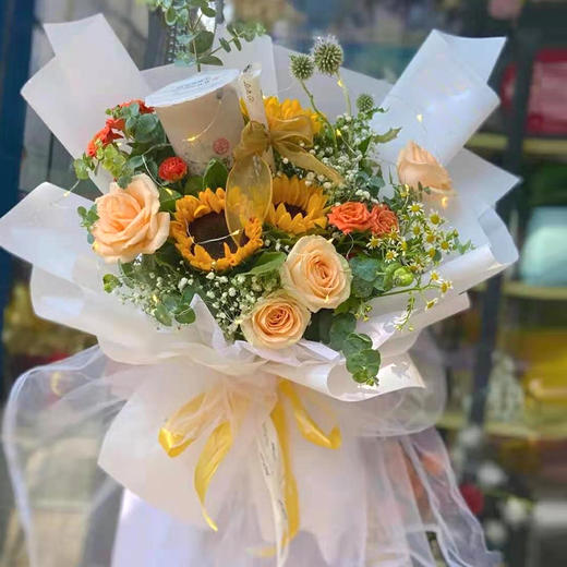 秋天第一杯奶茶-玫瑰花混搭创意花束送女友闺蜜朋友生日加油鼓励祝福