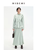 HIDEMI冷杉绿褶皱醋酸设计感镶边套装 上⾐/半身裙 商品缩略图0
