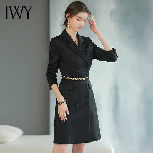 IWY/黑色暗纹西装连衣裙女秋季Q758 商品图2