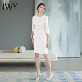 IWY/新款 气质白色西装连衣裙女七分袖春秋秋季H型Q775