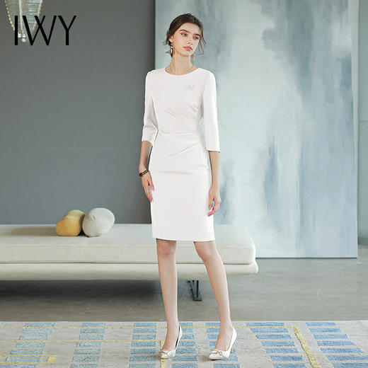 IWY/新款 气质白色西装连衣裙女七分袖春秋秋季H型Q775 商品图0