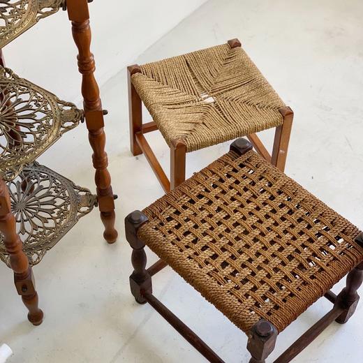 英国1970-80s橡木编织中古坐凳B0102 商品图1