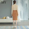 IWY/长袖薄款衬衫半身裙女卡其色洋气职业装气质女神范套装显瘦OL B468+S1597 商品缩略图2