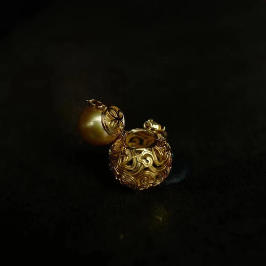 龢盒原创 满云祥‬纹翡翠珍金珠‬葫芦吊坠 项链 商品图4