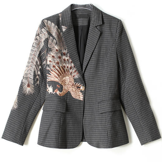 MZ804066  小西装外套女秋装2022年新款设计感复古格子刺绣修身休闲西服上衣 商品图5