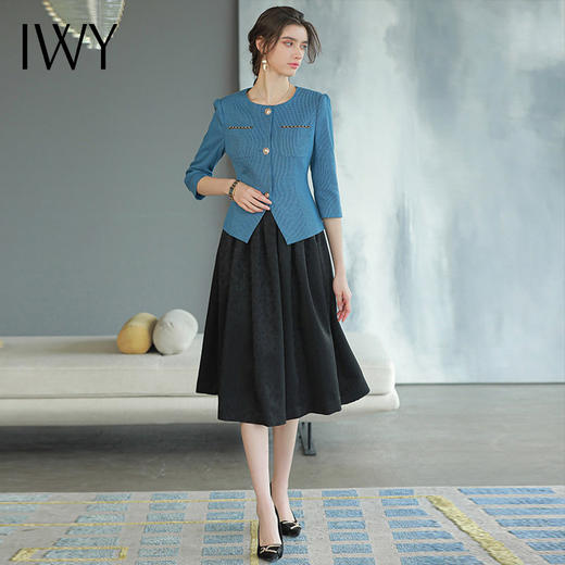 IWY/高端职业套装裙女气质上班正装小西装半身裙百褶裙端庄优雅OL CS1582 商品图1