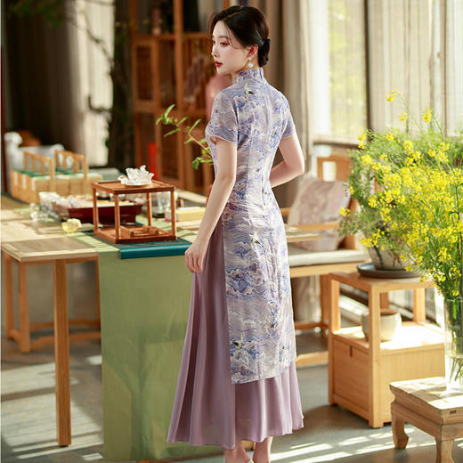 时尚立领，改良中老年款复古收腰民族风奥戴旗袍XL-802 商品图4