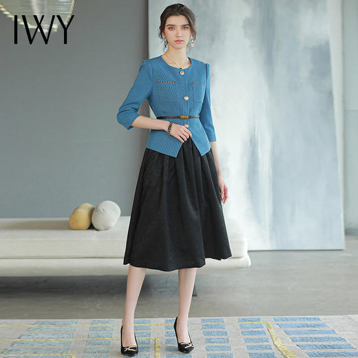 IWY/高端职业套装裙女气质上班正装小西装半身裙百褶裙端庄优雅OL CS1582 商品图4