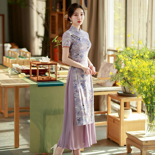 时尚立领，改良中老年款复古收腰民族风奥戴旗袍XL-802 商品图2