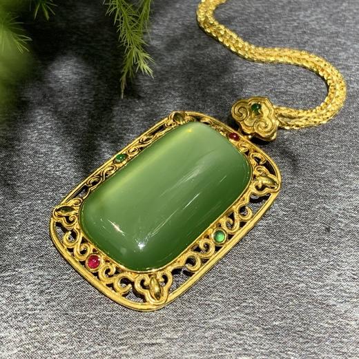 【御珠宫坊】金镶碧玉猫眼吊坠 商品图5