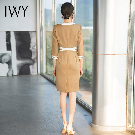 IWY/卡其色职业西装连衣裙医美工作服售楼部前台显瘦收腰时尚气质Q748 商品图3