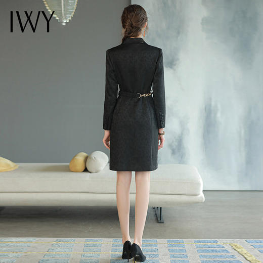 IWY/黑色暗纹西装连衣裙女秋季Q758 商品图3