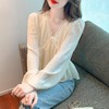 KQLB15N1155 法式高级感V领小衫女2022秋季新款小众别致泡泡袖雪纺衫上衣 商品缩略图4