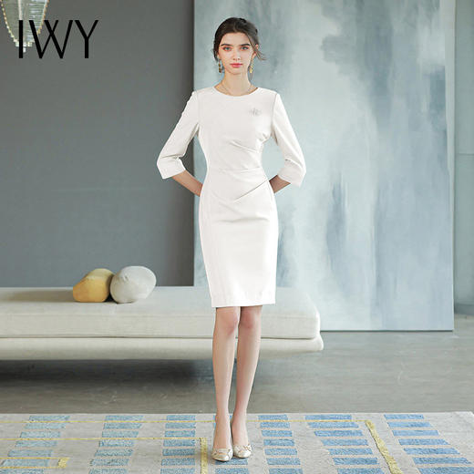 IWY/新款 气质白色西装连衣裙女七分袖春秋秋季H型Q775 商品图2