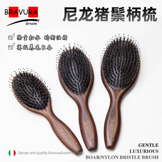 宠物猪鬃毛梳 狗猫赛级美容气囊梳 尼龙猪鬃毛刷 意大利BRAVURAGROOM 商品图0